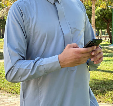 Qamis Talib Gris Perle