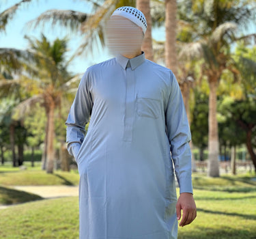 Qamis Talib Gris Perle