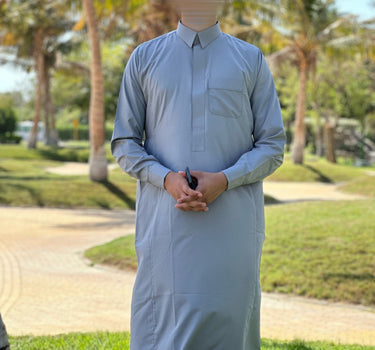 Qamis Talib Gris Perle